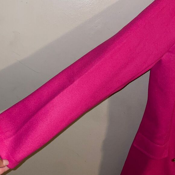 Hot Pink Double Breasted Coat Dress with Decorative Buttons - Picture 6 of 12
